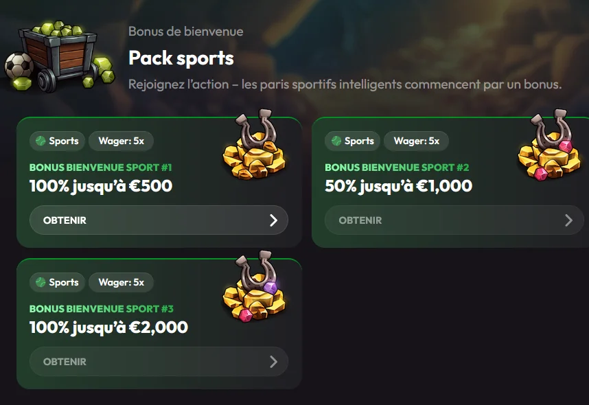 Mad Casino – pack sports, bonus de bienvenue jusqu'à 2000€